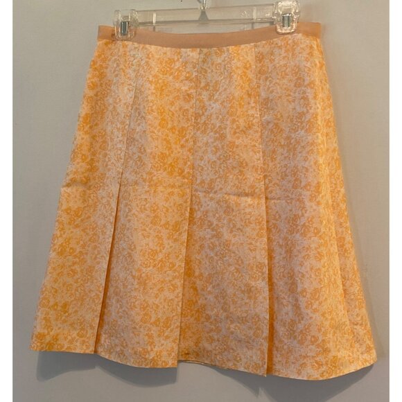 Casual Corner Womens Silk Floral Pleated Skirt Size 4 Peach & White - Picture 2 of 11